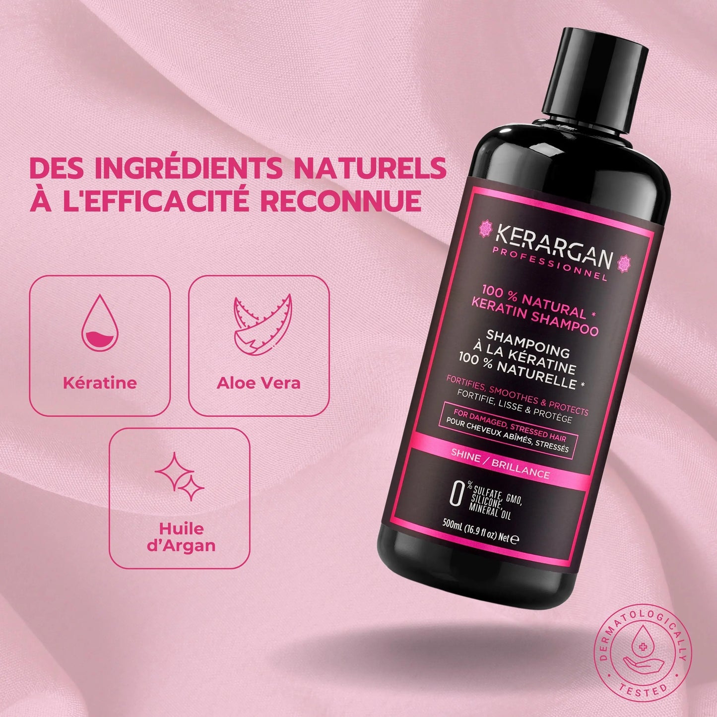 Shampoing Réparateur à la Kératine Aloe Vera Huile d'Argan