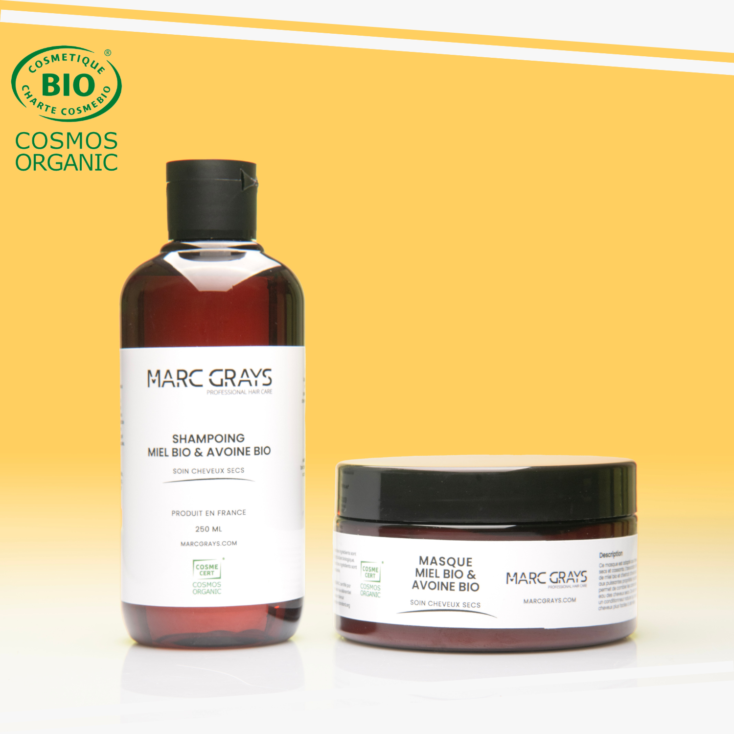 Masque Cheveux Secs Miel bio et Avoine Bio Formule certifiée bio